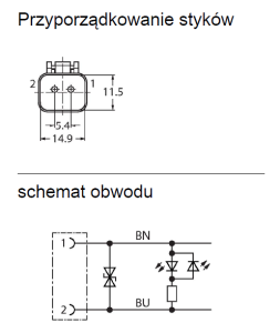 TURCK ; DT06-2SG-S-2/TXL Przewód gniazdo Deutsch DT06-2P+led dł. 2m 1
