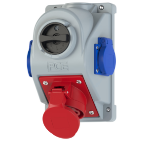 Gniazdo stałe z wyłącznikiem 0-1 16A 5P 400V + 2x 2P+Z 230V IP44 COMBO-POL