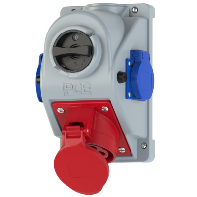 Gniazdo stałe z wyłącznikiem 0-1 32A 5P 400V + 2x2P+Z 230V IP44 COMBO-POL