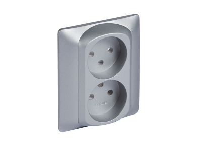 SISTENA LIFE Pokrywa gniazda 2x2P+Z METALIC