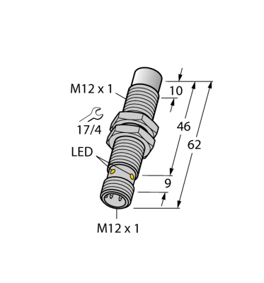 TURCK ; NI10U-EM12WD-VP6X-H1141 Czujnik indukcyjny M12 , stal nierdzewna , wystające czoło , zasięg 10mm 10...30VDC PNP NO/NC , złącze M12