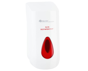 Dozownik płynu dezynfekcyjnego w sprayu MERIDA TOP MAXI na
jednorazowe wkłady 1000 ml, tworzywo ABS, biały, okienko
czerwone