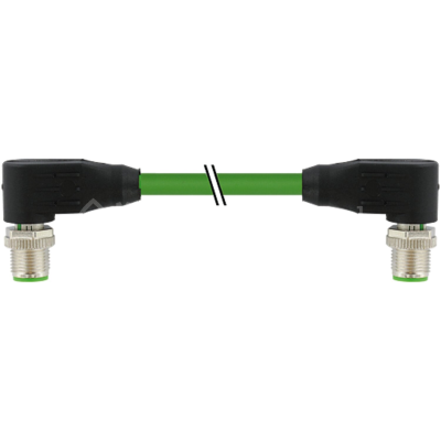 MURRelektronik ; 7000-44561-7960050 Wtyk M12 męski kątowy, M12 Wtyk męski kątowy, Ethernet; kod.D PUR-OB 2x2x0,34 ekranowany, zielony,dł.0,5m