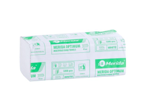 Ręczniki papierowe MERIDA OPTIMUM, białe, dwuwarstwowe, 3200 szt., ECOLABEL 1