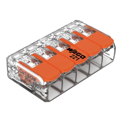 221-415/995-008  Złączka uniwersalna; 5-przewodowa 4mm2 ; rozłączna MICRO (op=8szt)