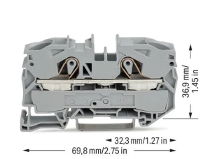 2016-1201 Złączka sprężynowa 2x16mm2 SZARA