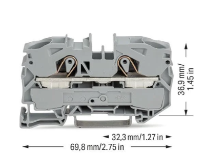 2016-1201 Złączka sprężynowa 2x16mm2 SZARA